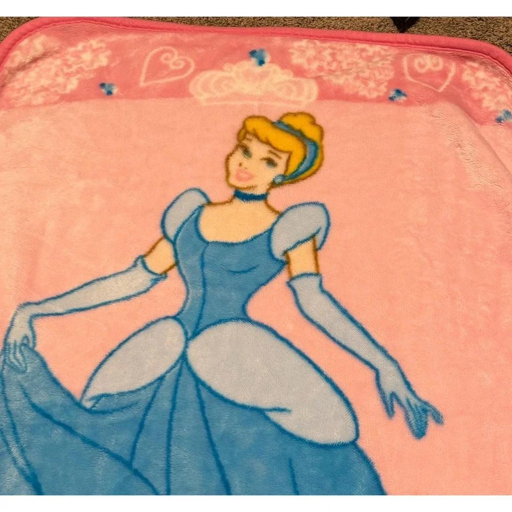 Vintage Disney Cinderella Blanket 45x30 Pink‎ Blue Princess Throw Kids Plush
